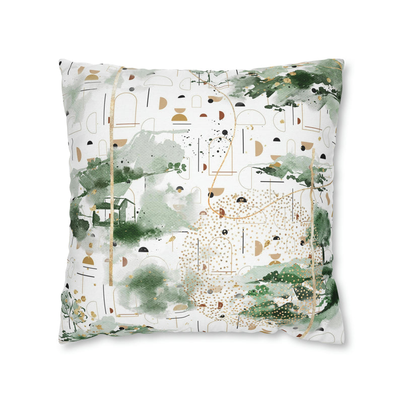 Abstract Boho Pillow Cover | Green White Ombre Beige