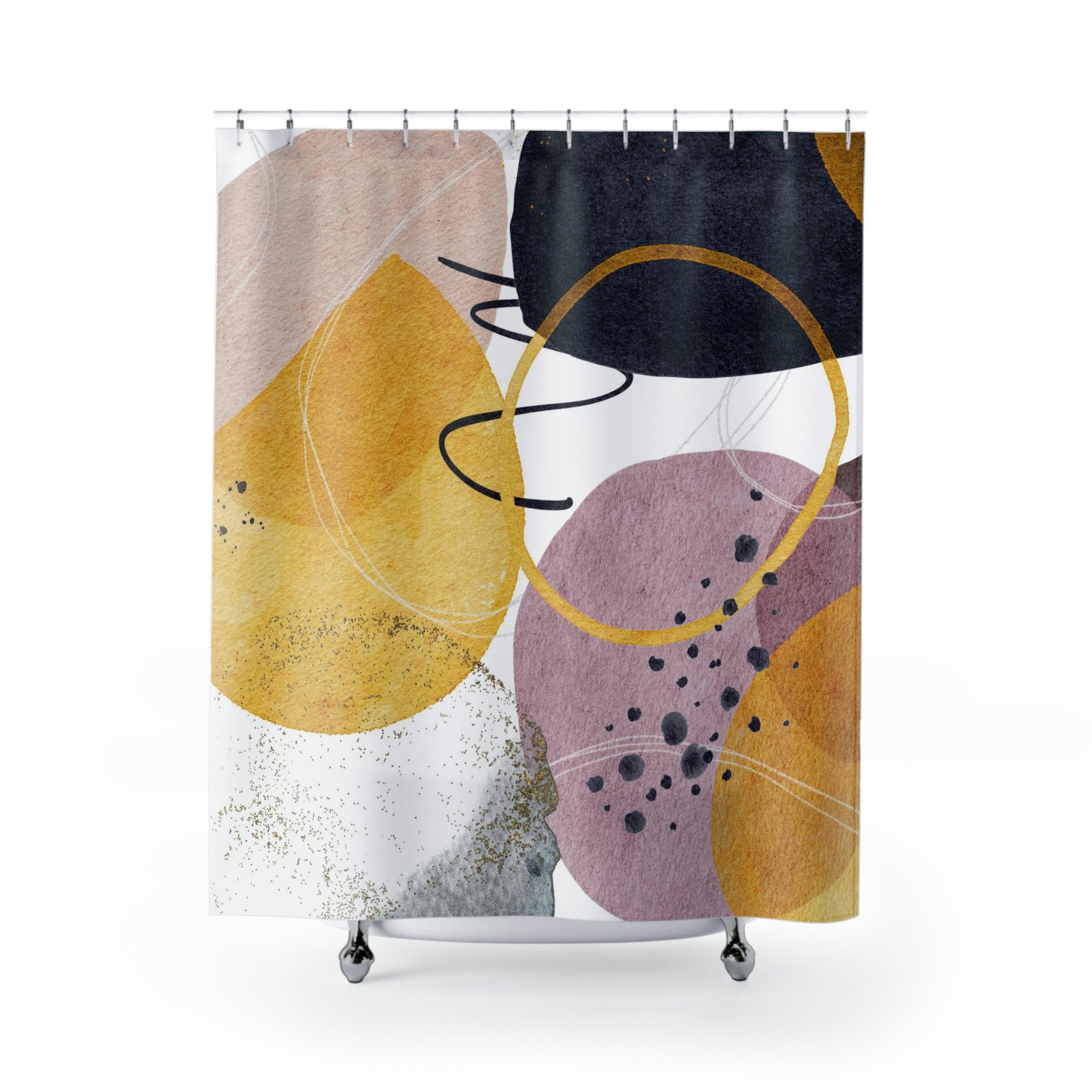 modern boho fabric shower curtain