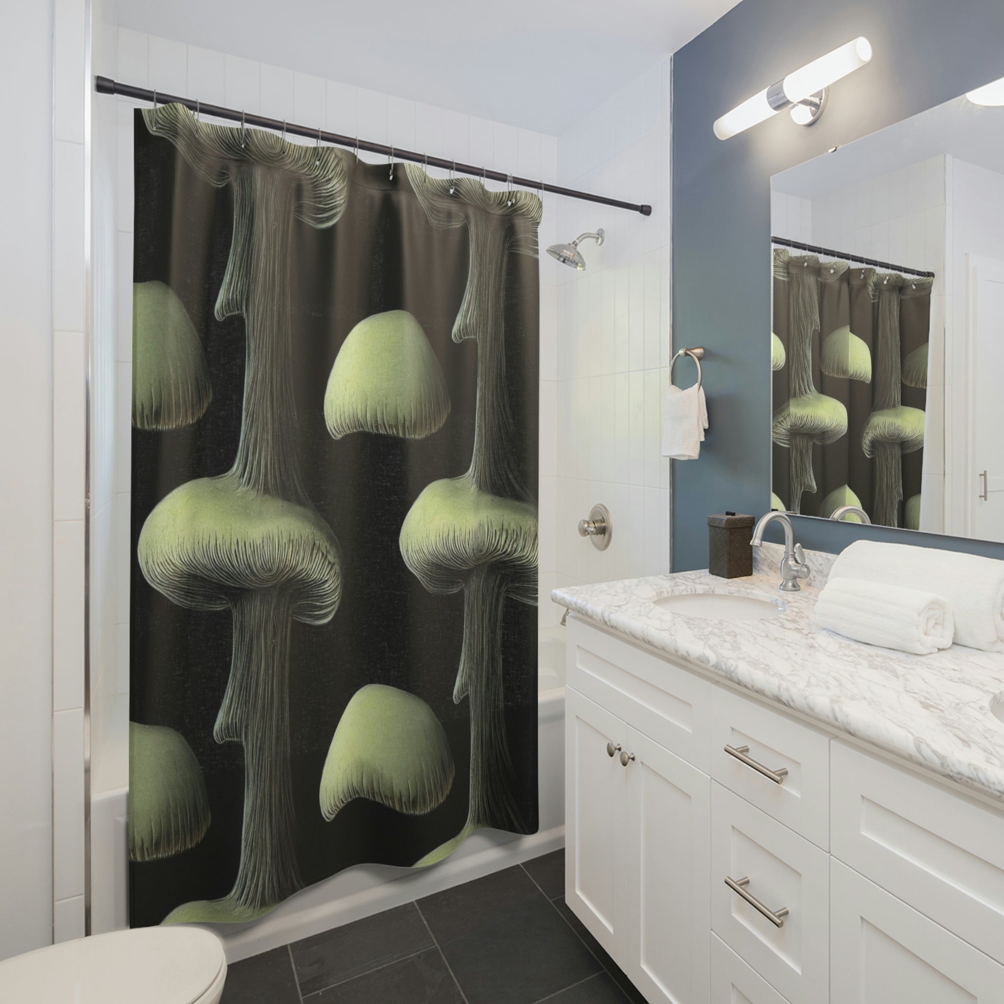 shower curtain | magic mushrooms cottagecore