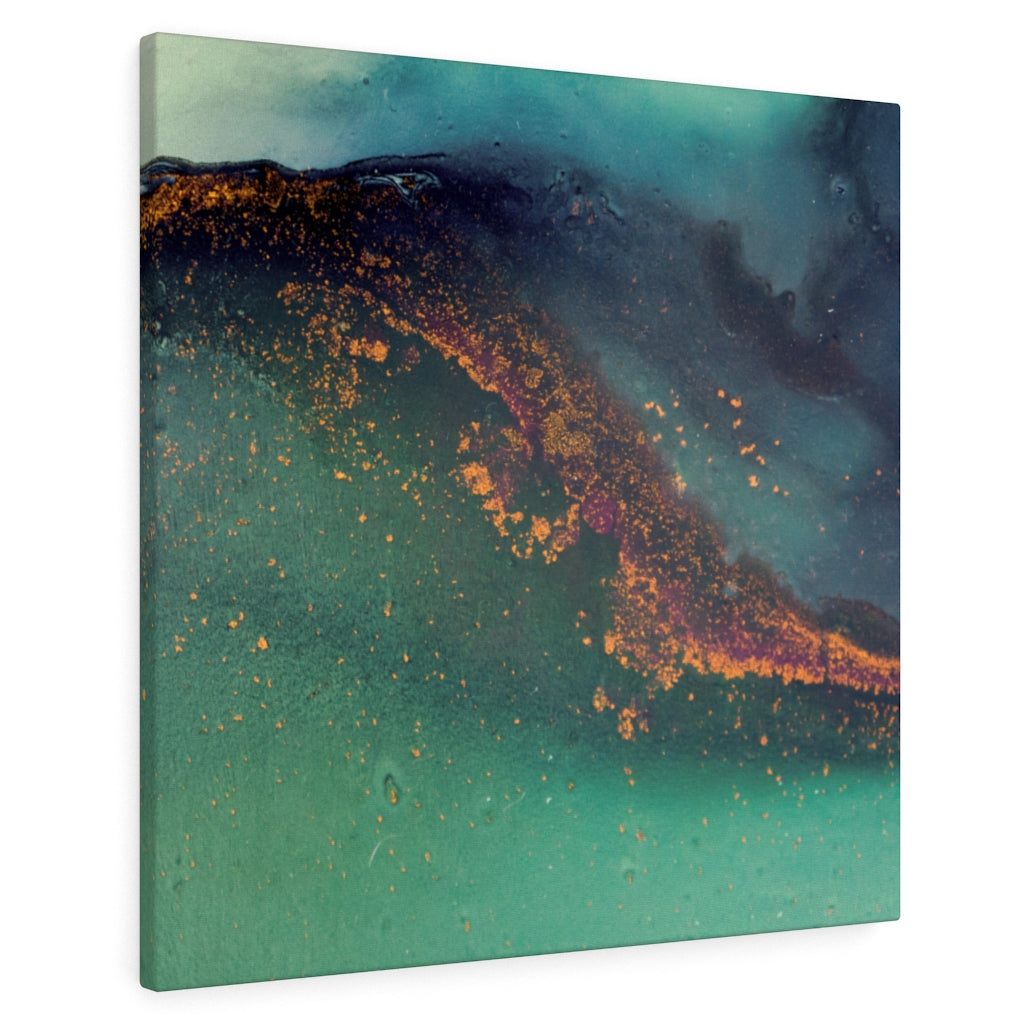 Abstract Canvas Art | Green Navy Blue Gold