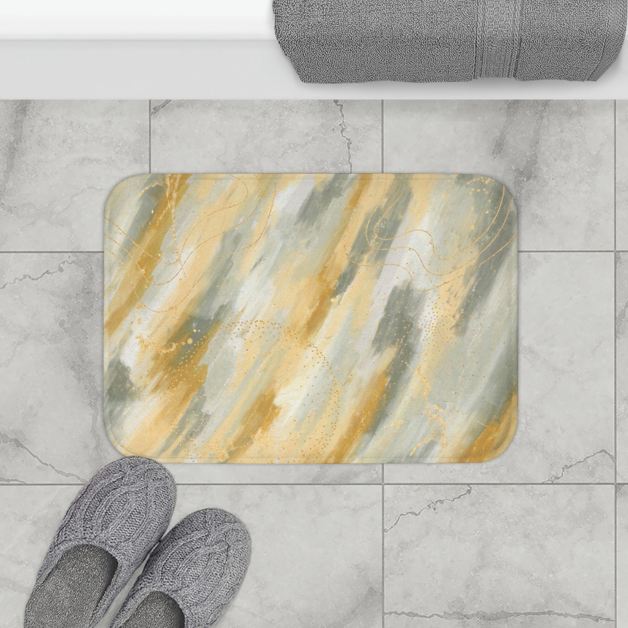 Abstract Bath Mat | Gray Beige