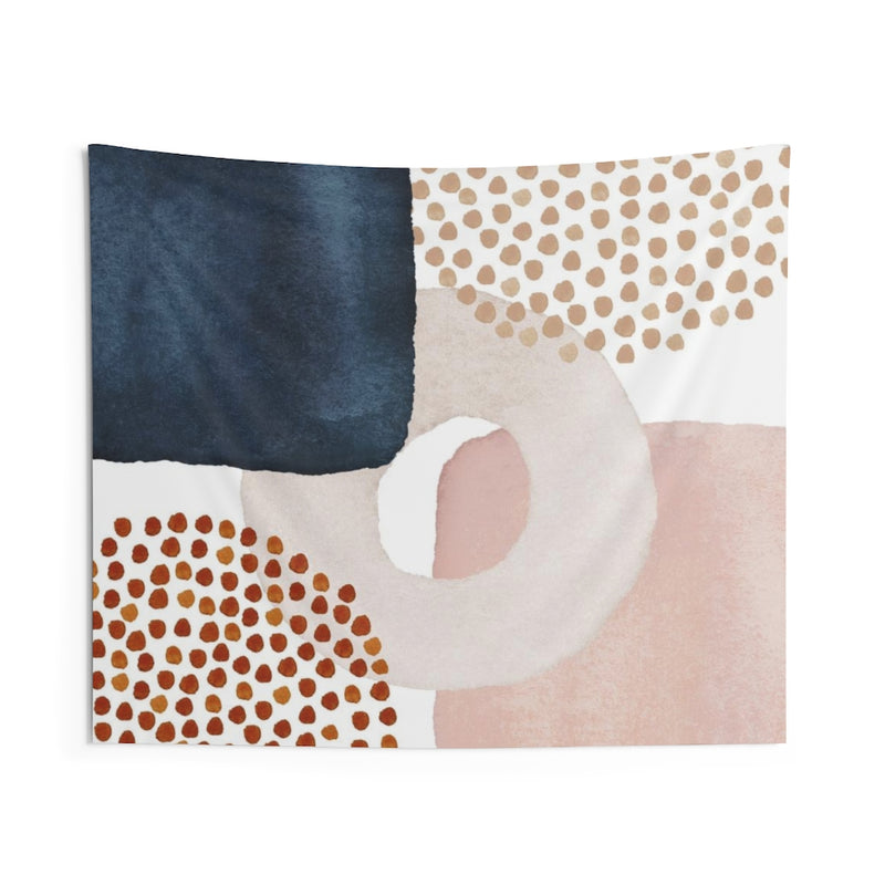 Abstract Tapestry | Navy Blue White Blush Pink Beige