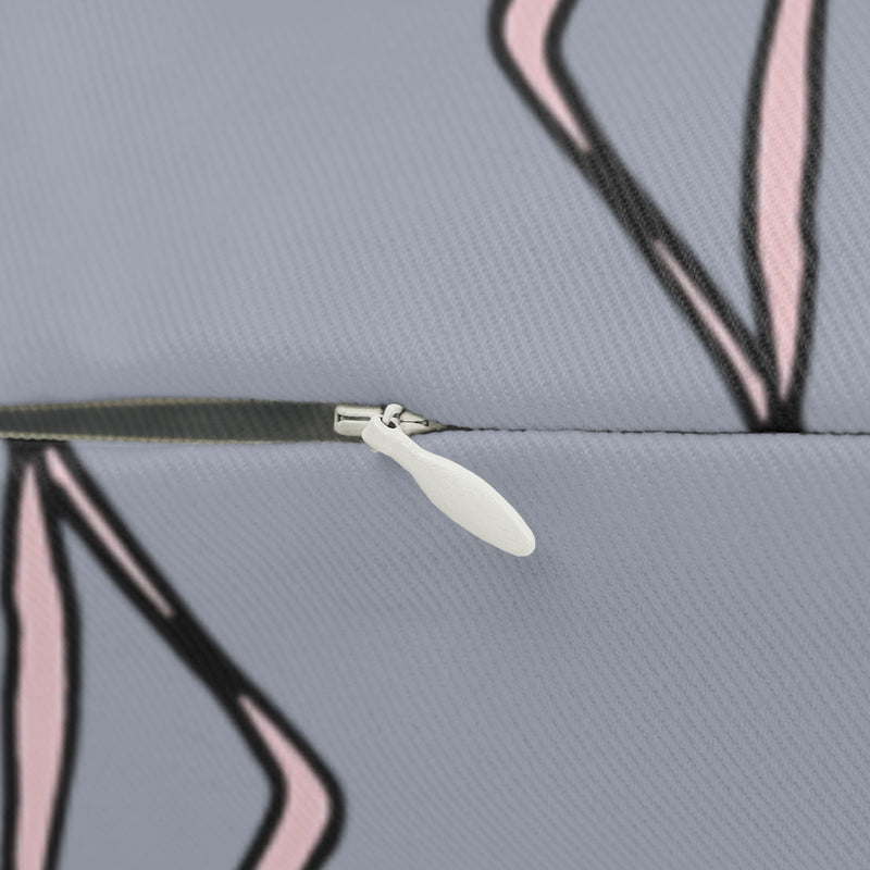 Whimsical Boho Lumbar Pillow | Grey Pink Flamingo