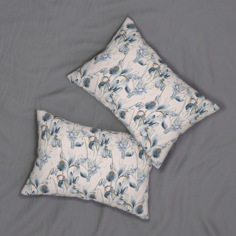 Floral Boho Lumbar Pillow | Beige Pastel Blue Green