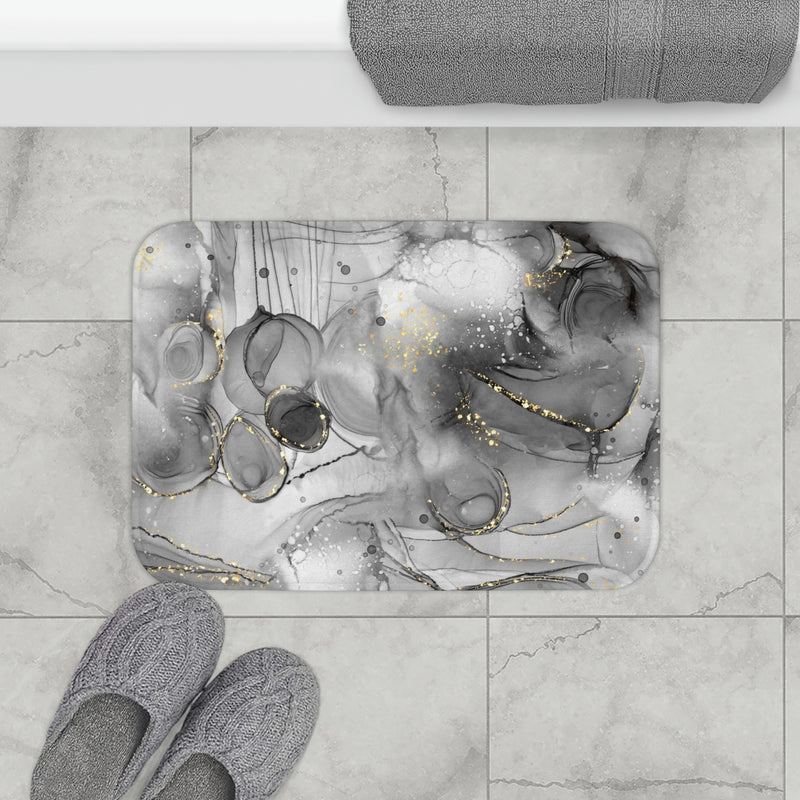 Abstract Boho Bath, Kitchen Mat | Gray White Ombre