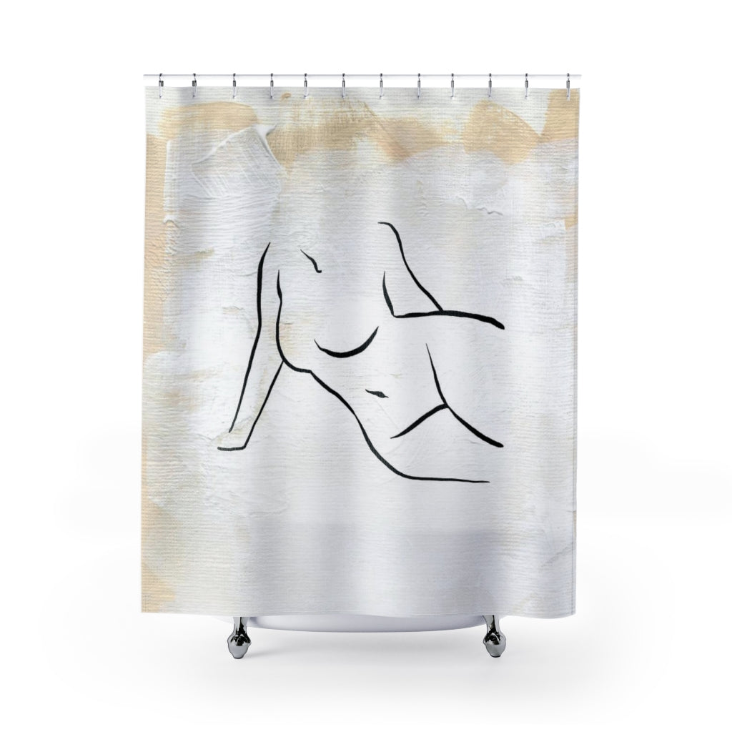 modern boho fabric shower curtain