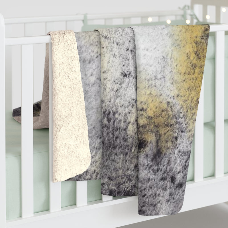 Abstract Boho Comfy Blanket | Grey Yellow Ombre
