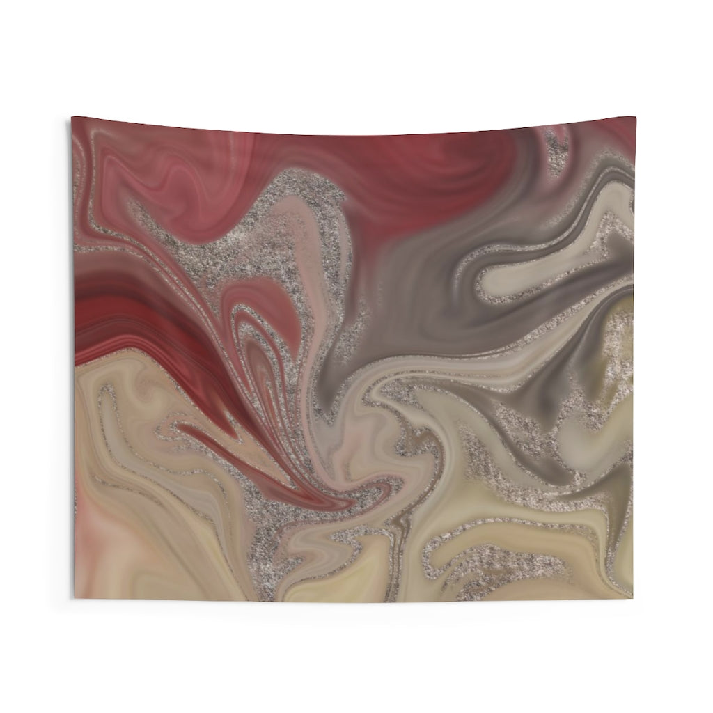 Abstract Tapestry | Red Beige Silver