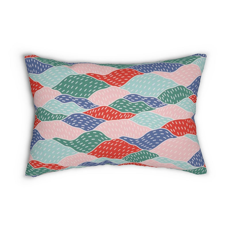 Abstract Boho Lumbar Pillow | Green Pastel Blue Pink