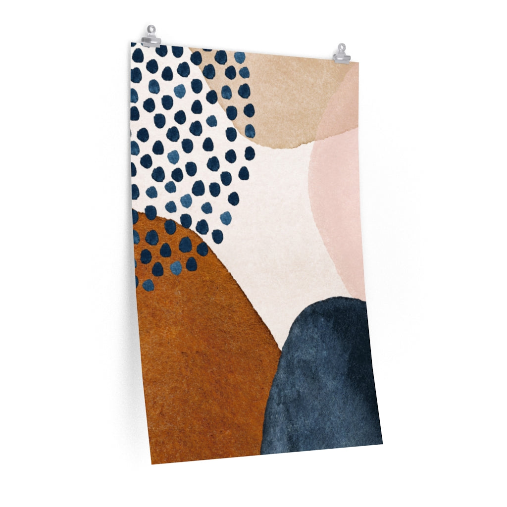 Navy Rust Beige Abstract Art