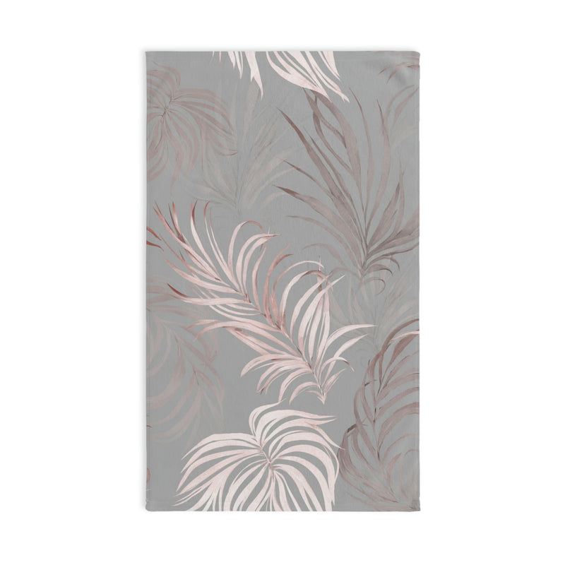Floral Kitchen, Bath Hand Towel | Gray Blush Pink Wild Palm Leaves