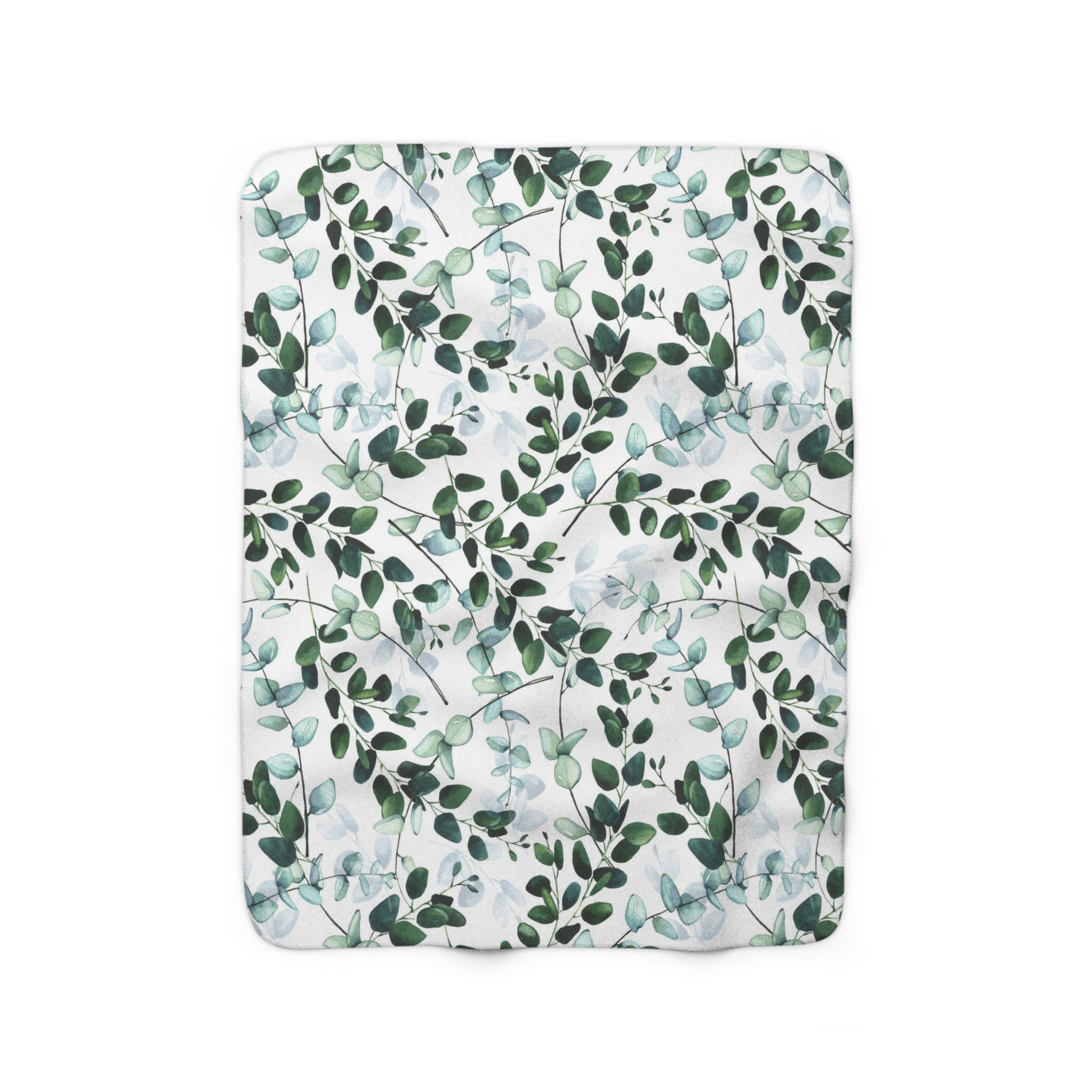 Floral Blanket | Forest Green White Leaves