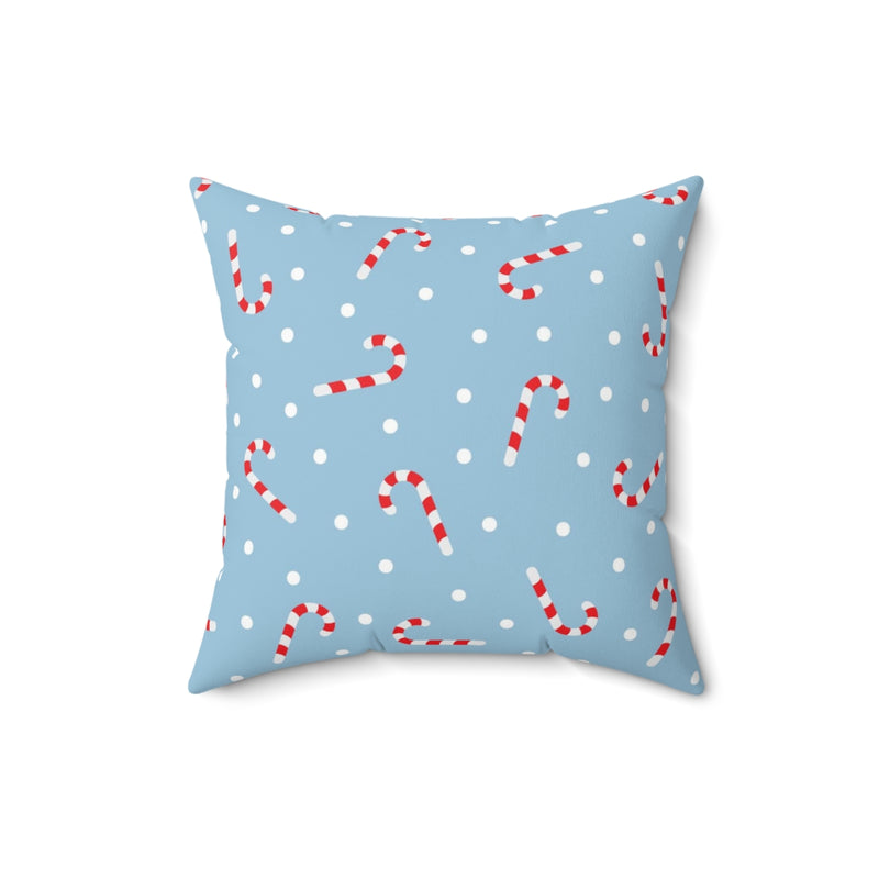 Christmas Square Pillow Cover | Sky Blue Candy Canes
