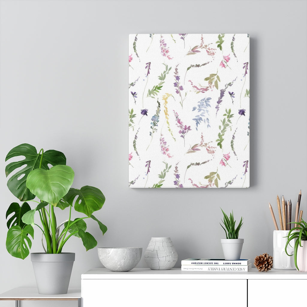 FLORAL WALL CANVAS ART | White Lavender Blue Pink