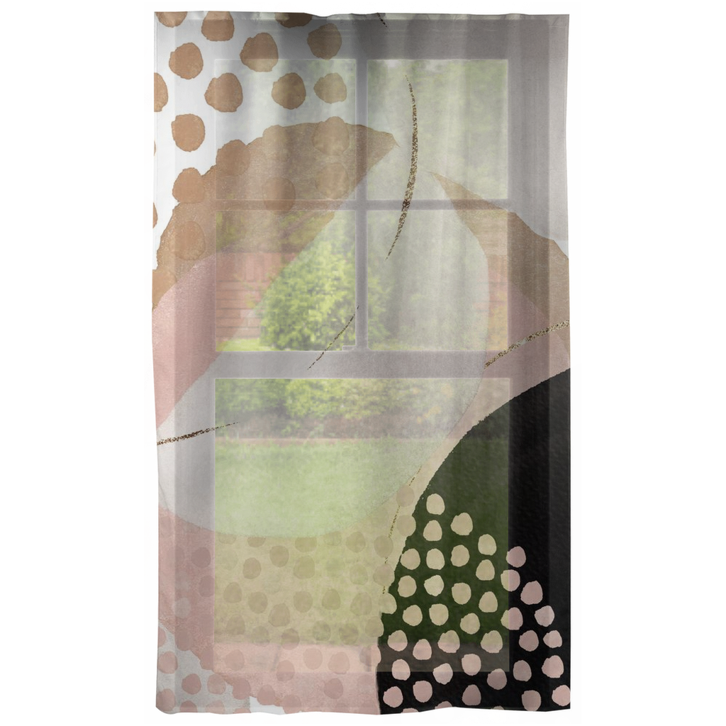 Abstract Window Curtains | Blush Beige Black