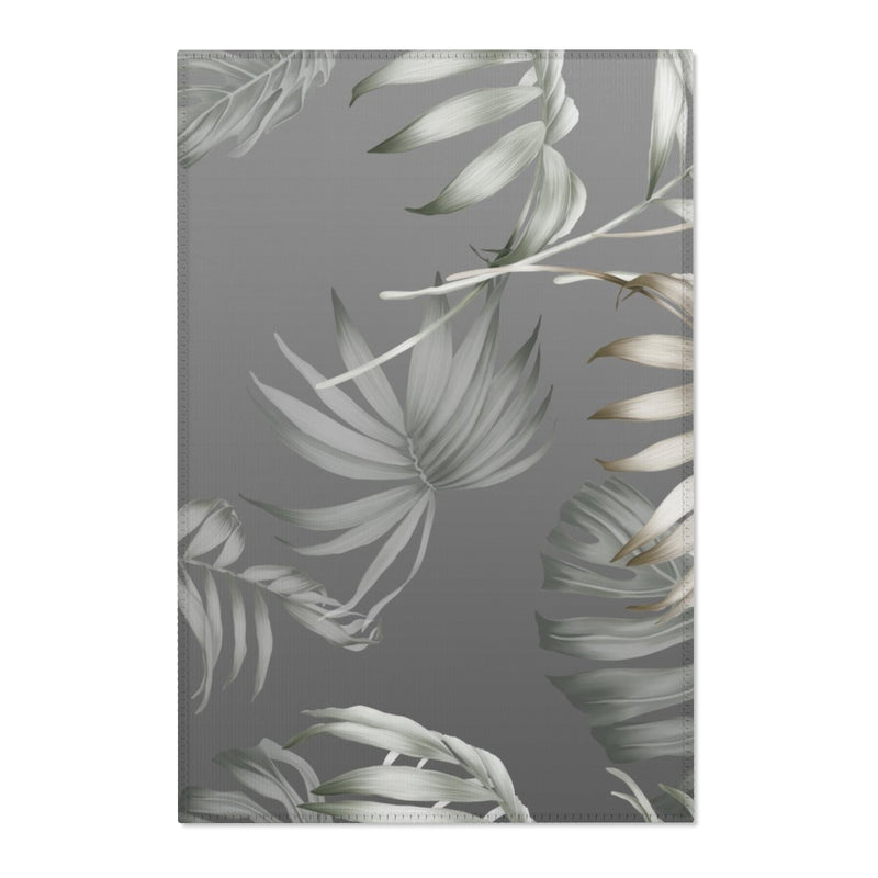 Floral Area Rug | Silver Gray Jungle Leaves