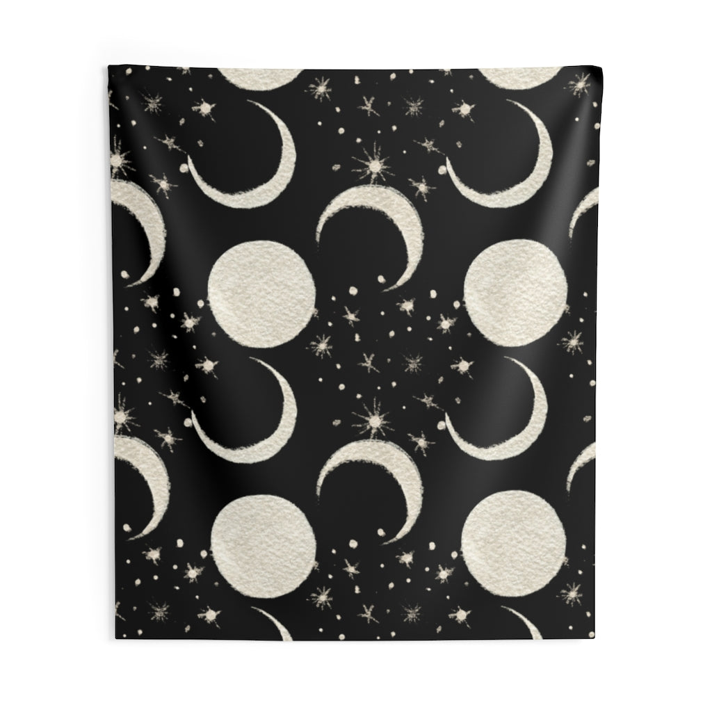 Mystical Tapestry | Beige Black Moon Phases