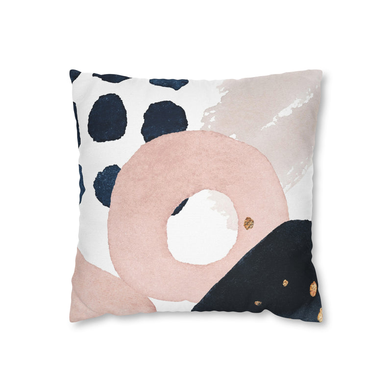 Boho Pillow Cover | Abstract Navy Blue, Blush Pink White