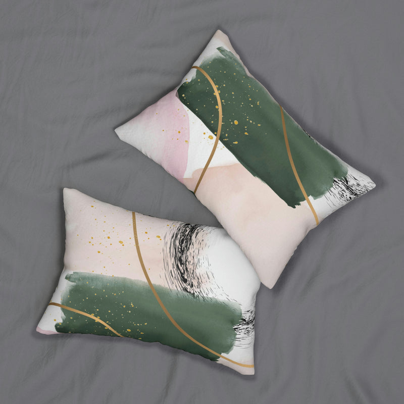 Abstract Lumbar Pillow | Sage Green Blush Pink