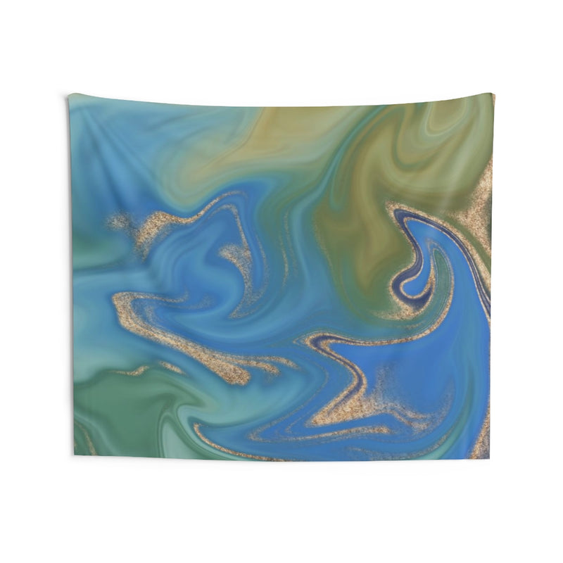 Abstract Tapestry | Royal Blue Green Gold