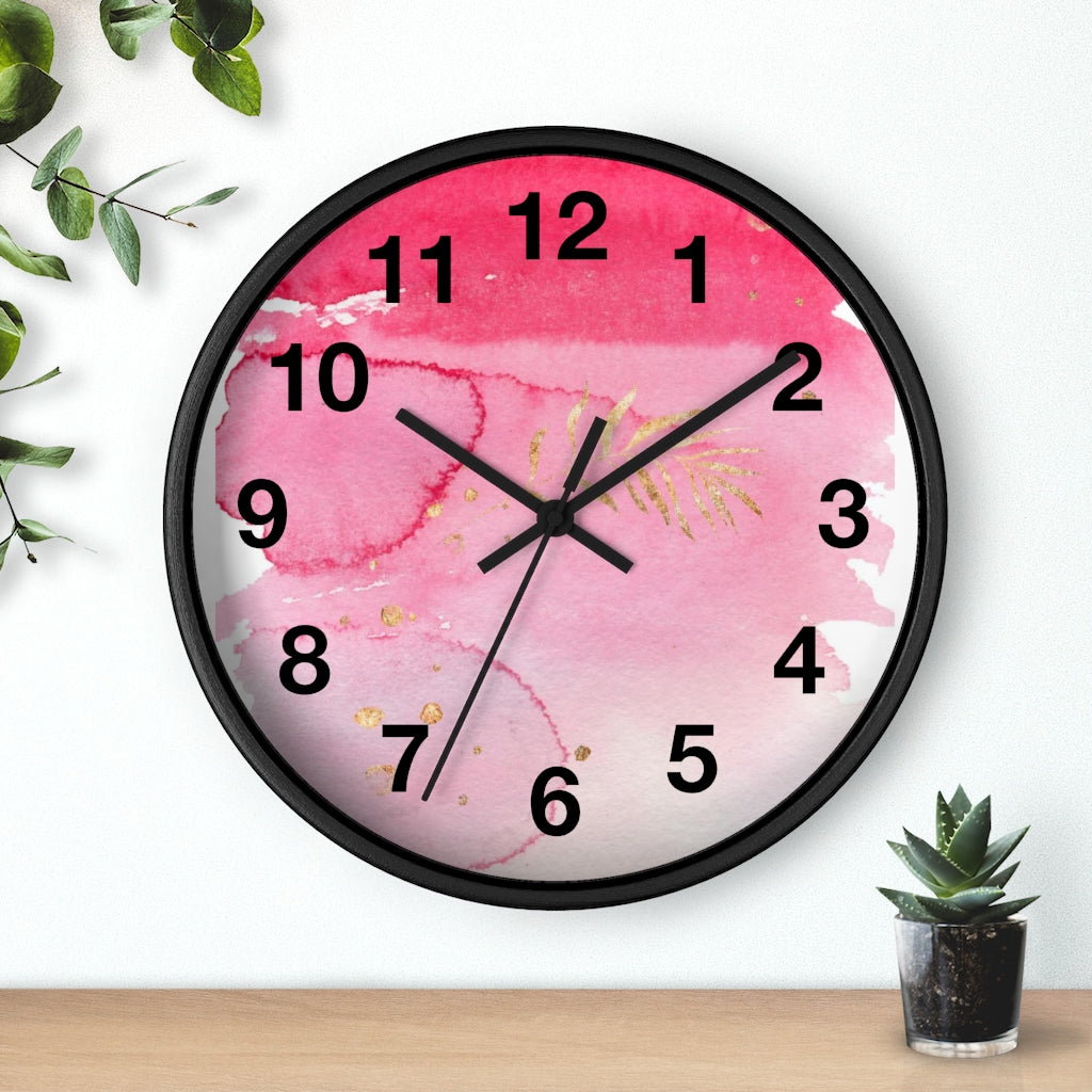 Abstract 10" Wood Wall Clock | Pink Gold Ombre