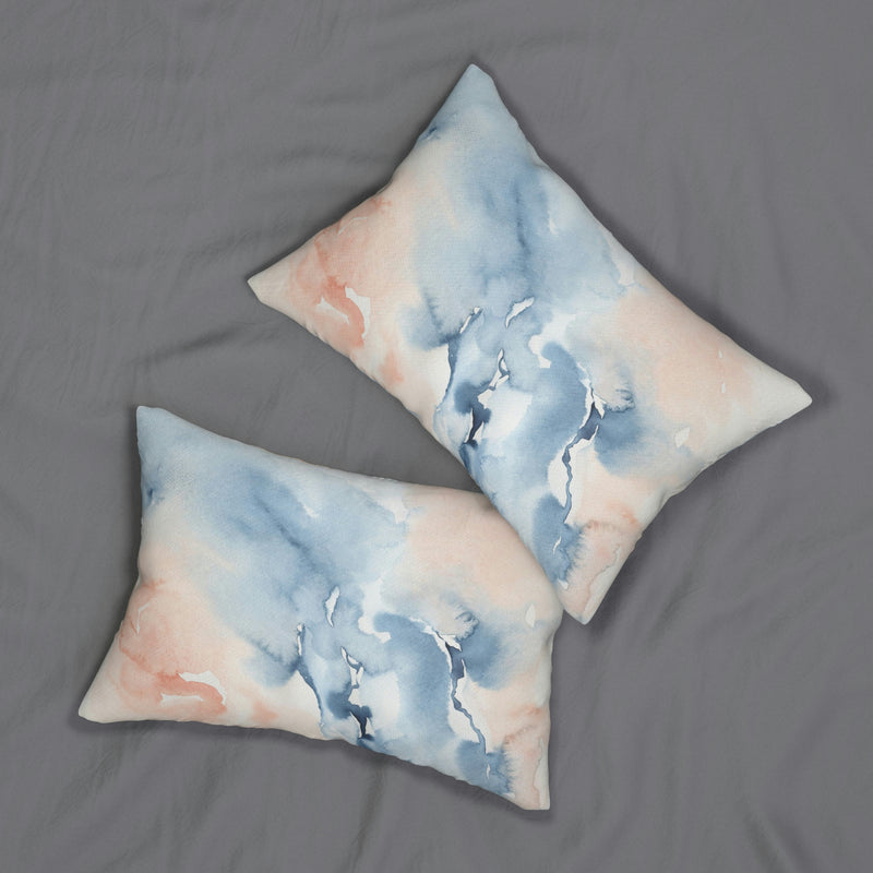 Abstract Lumbar Pillow | Blush Pink Blue Ombre