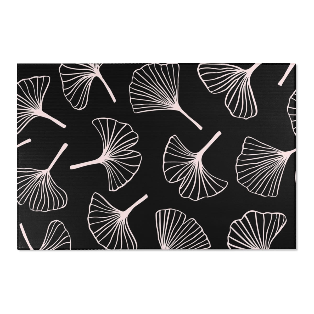 Ginkgo Floral Area Rug | Black Blush Pink