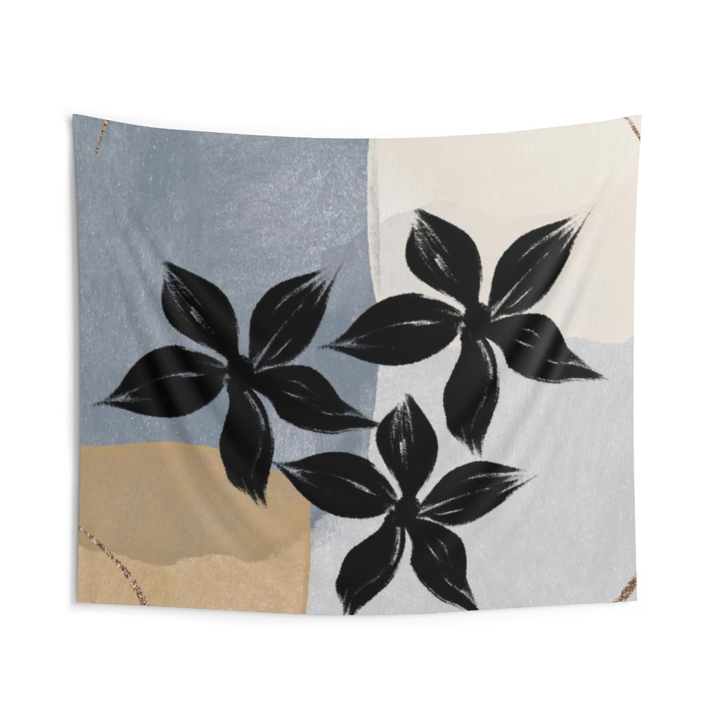 Floral Tapestry | Black Grey Beige Cream