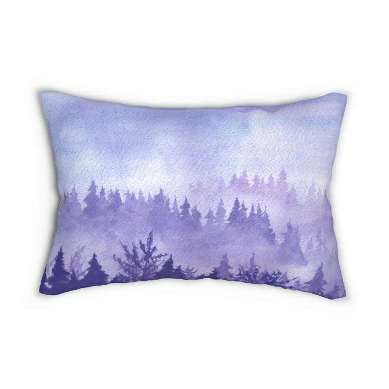Nature Lumbar Pillow | Misty Lavender Purple, Blue Sky, Trees