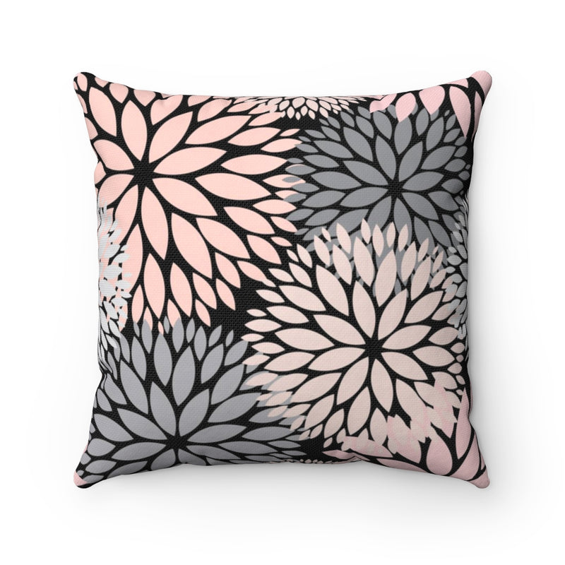 Boho Pillow Cover | Cream Grey Pink Flowers