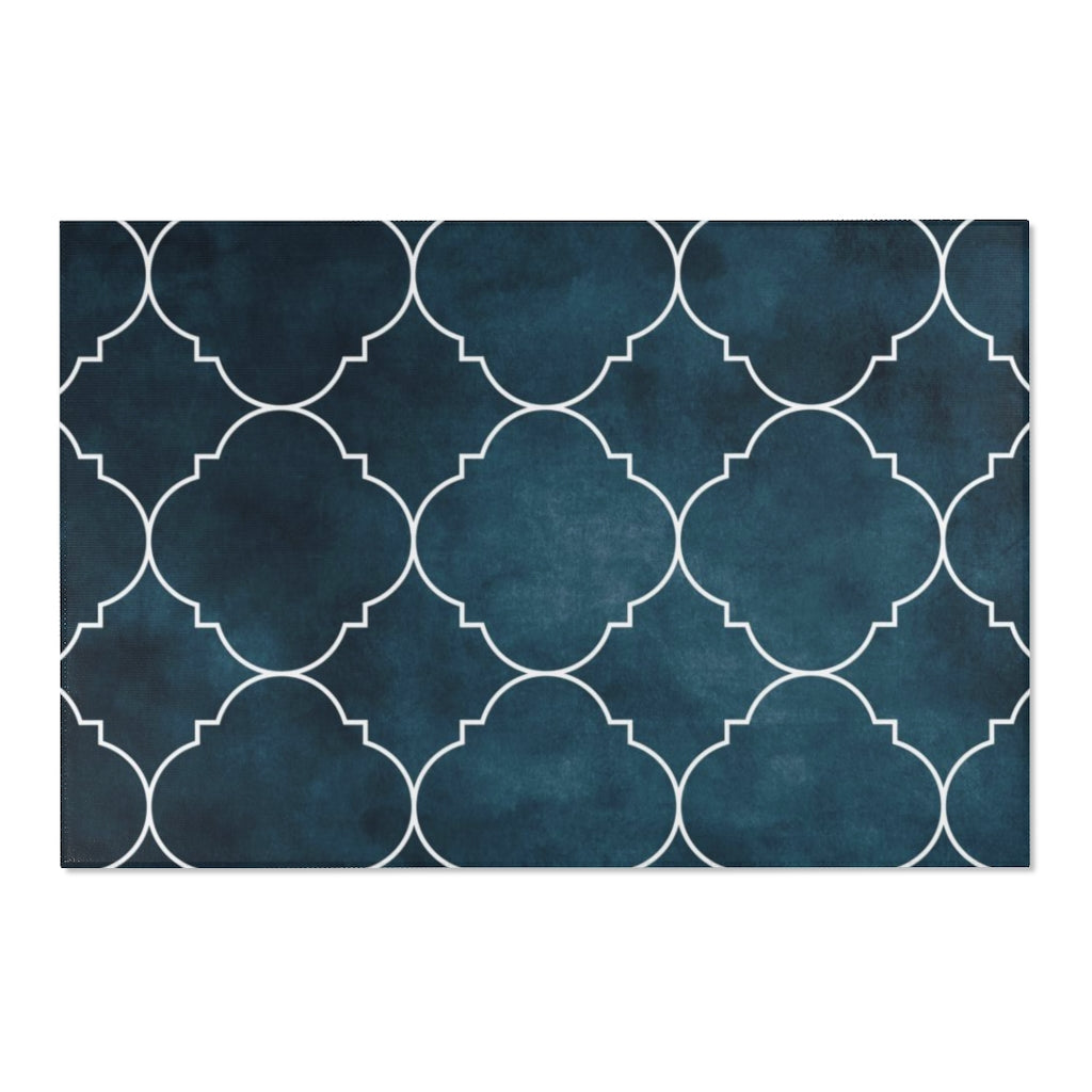 Art Deco Area Rug | Distressed Blue