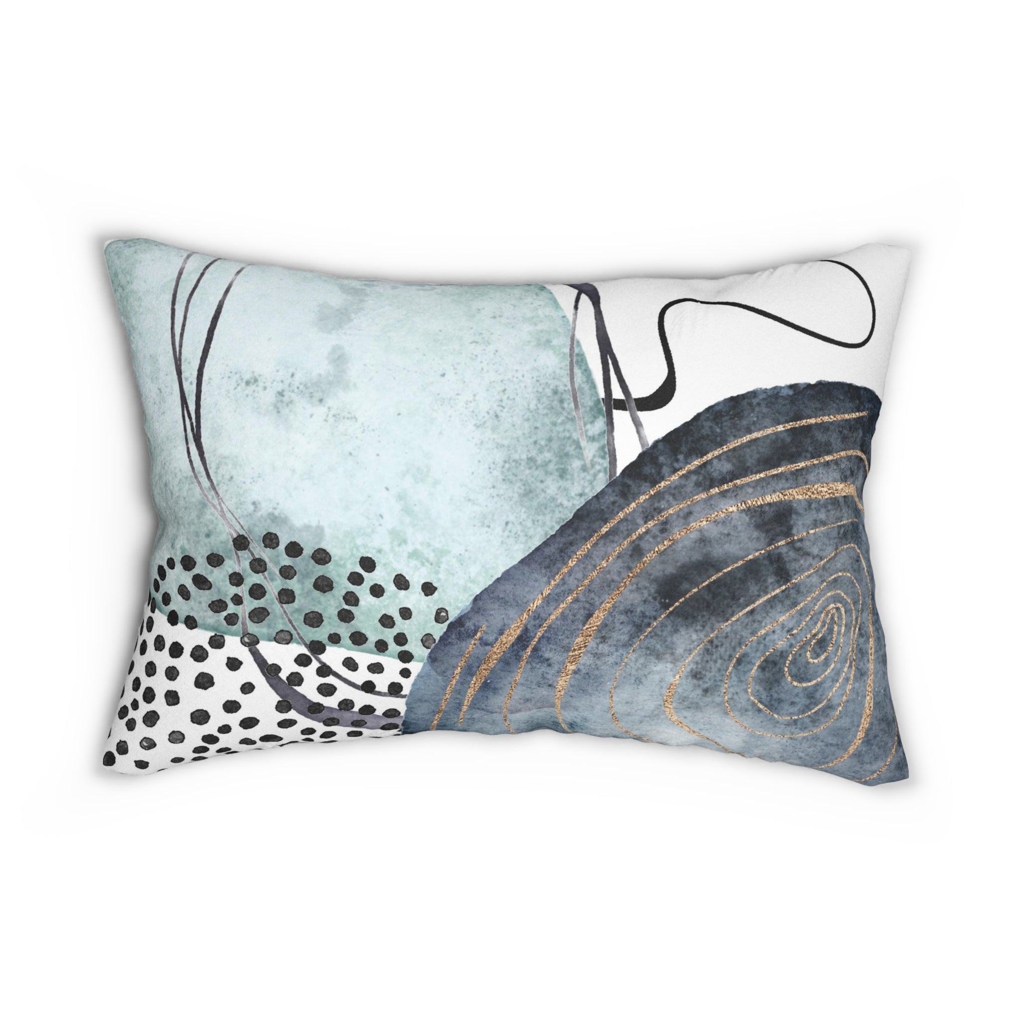 Abstract Lumbar Pillow | Pale Navy Blue, Watercolor