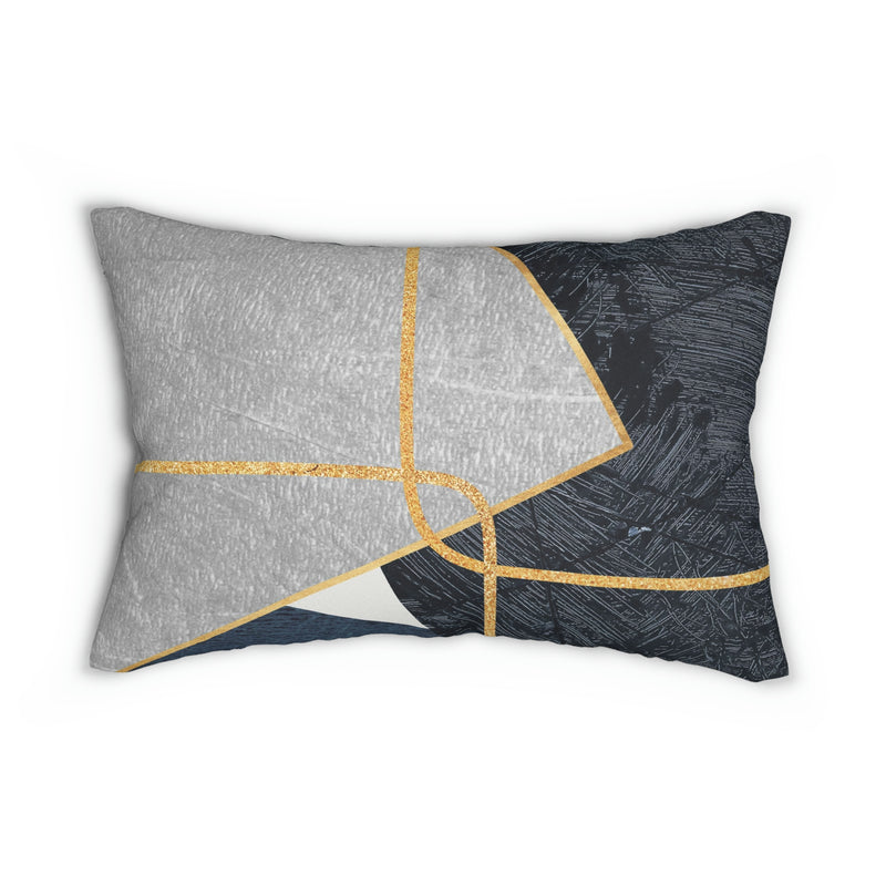 Boho Lumbar Pillow | Gray Navy Beige