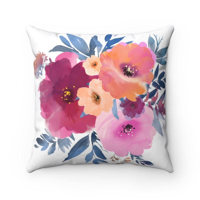 Floral Boho Pillow Cover | Fuchsia Peach Pink Peonies