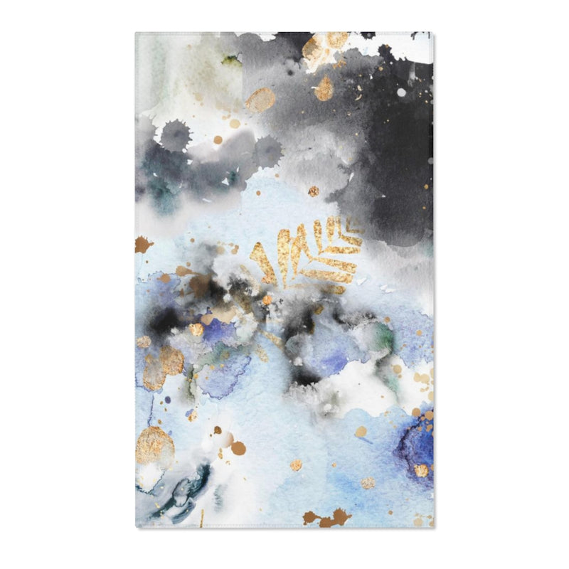 Abstract Area Rug | Blue Black Watercolor Ombre