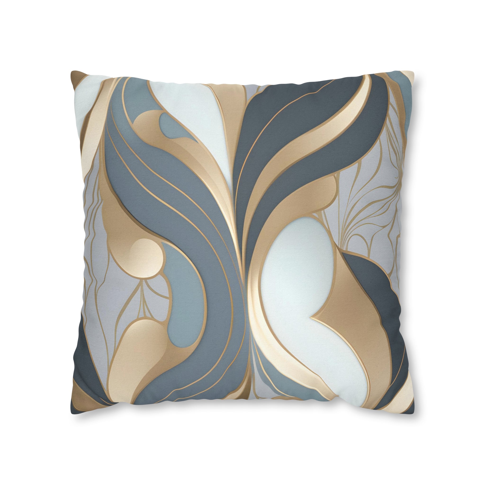 Abstract Boho Pillow Cover | Gray Blue, Gold Beige