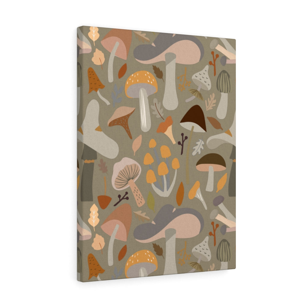 WHIMSICAL CANVAS ART | Brown Grey Beige Mushrooms