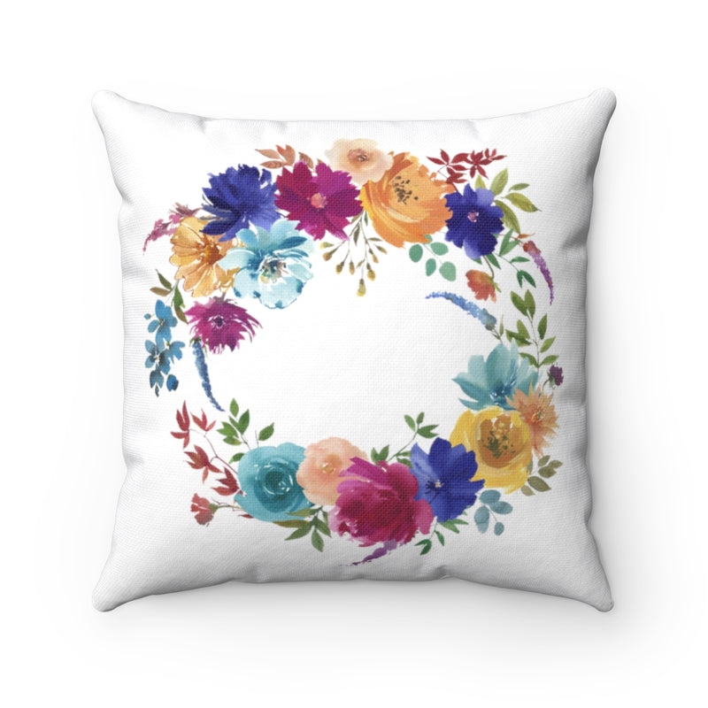 Floral Boho Pillow Cover |  White Pastel Teal Pink Peach Peonies Green