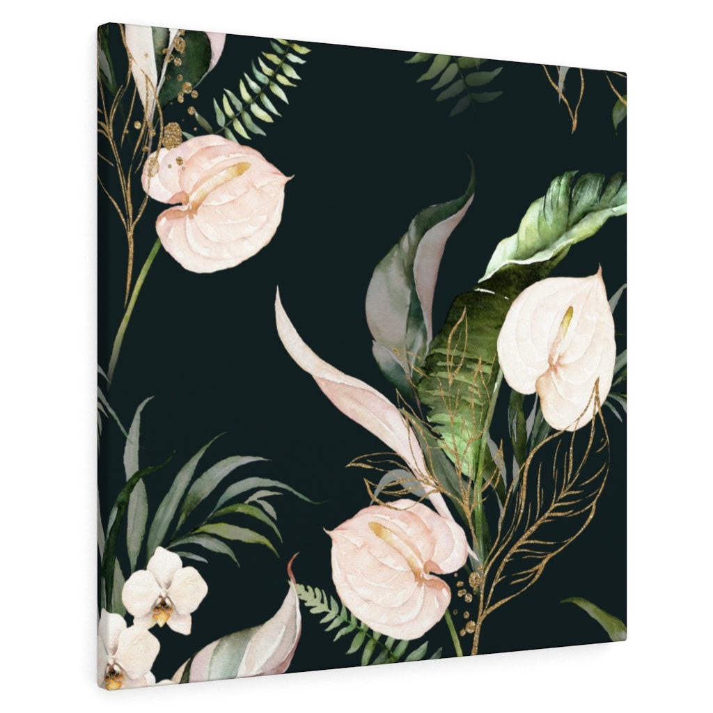 FLORAL WALL CANVAS ART | Black White Beige Green