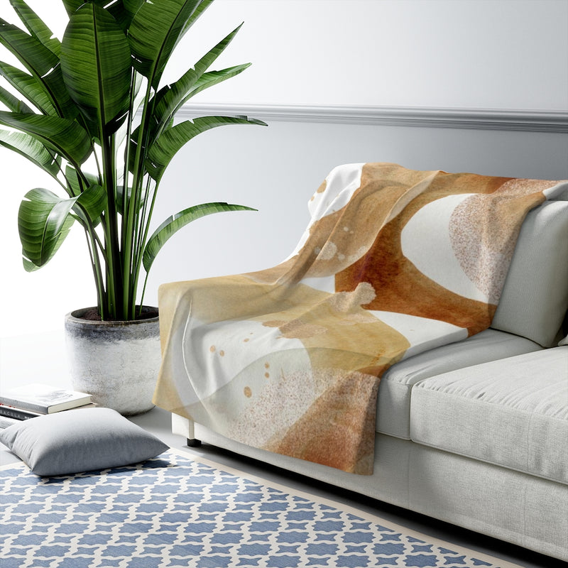 Abstract Comfy Blanket | Beige Rust Ivory