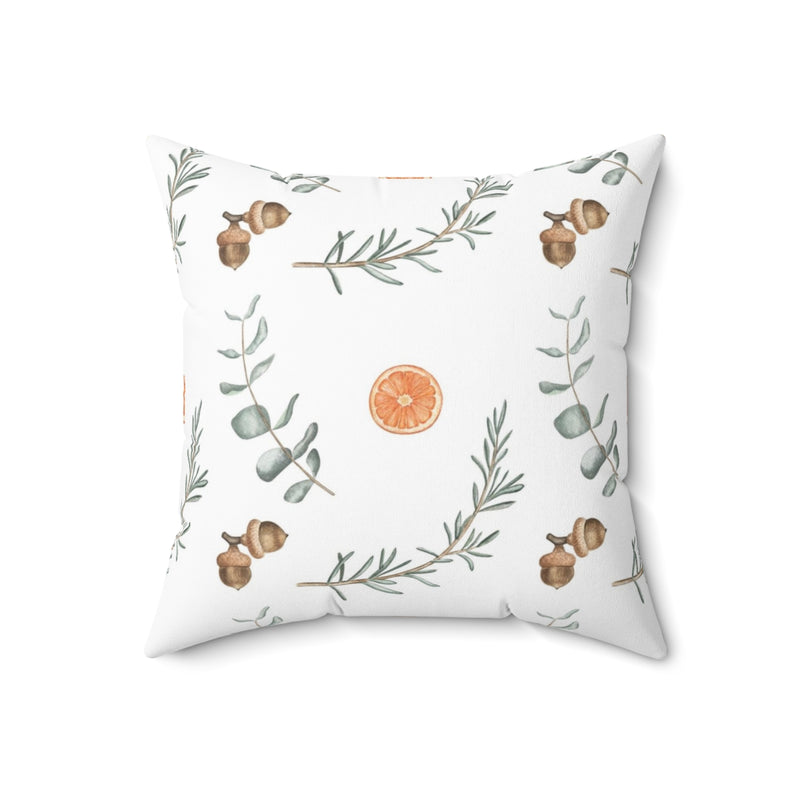 Christmas Square Pillow Cover | Floral Citrus Pine Needles