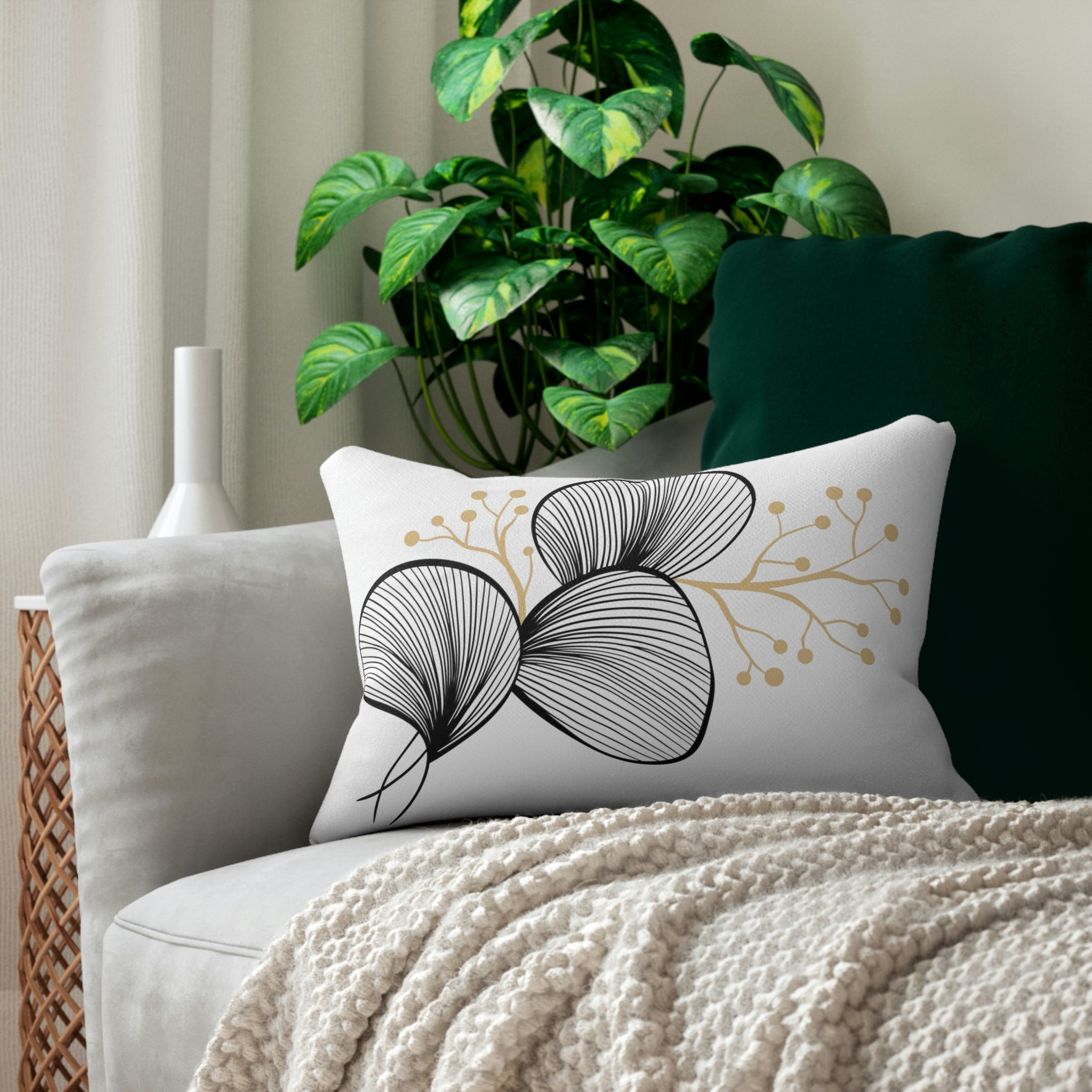 Abstract Floral Lumbar Pillow