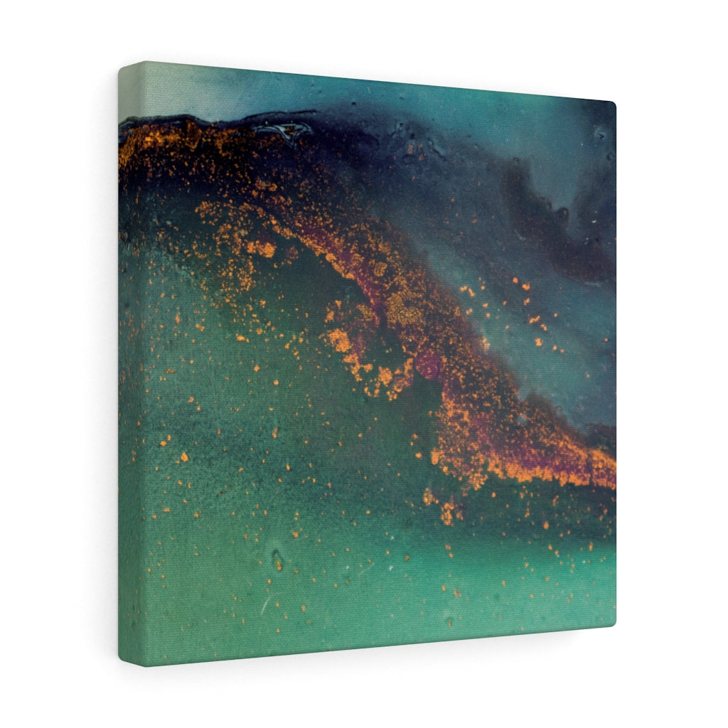 Abstract Canvas Art | Green Navy Blue Gold