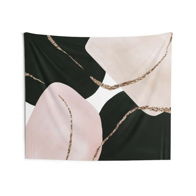 Abstract Tapestry | Beige Black Blush Pink Gold