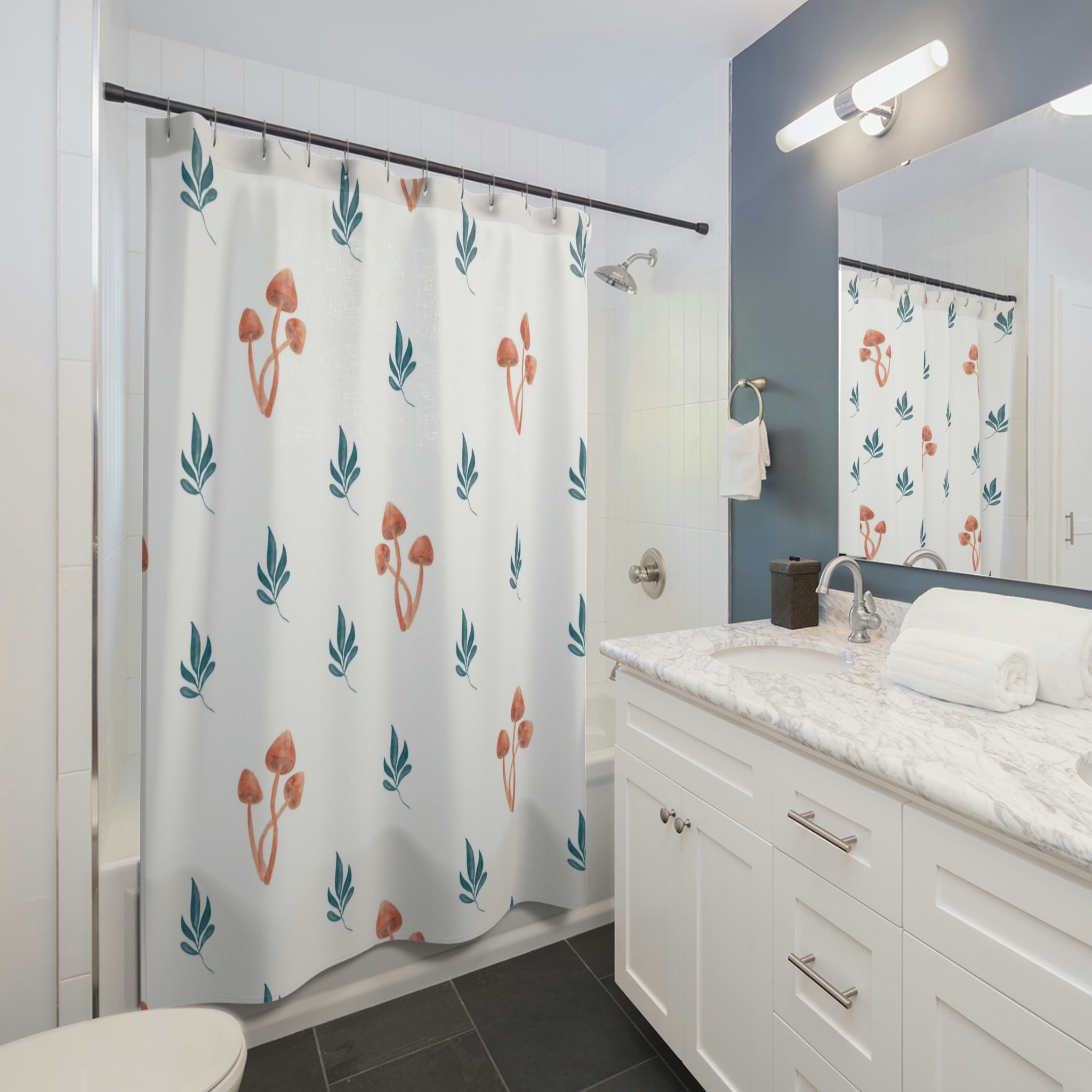 shower curtain | magic mushrooms cottagecore