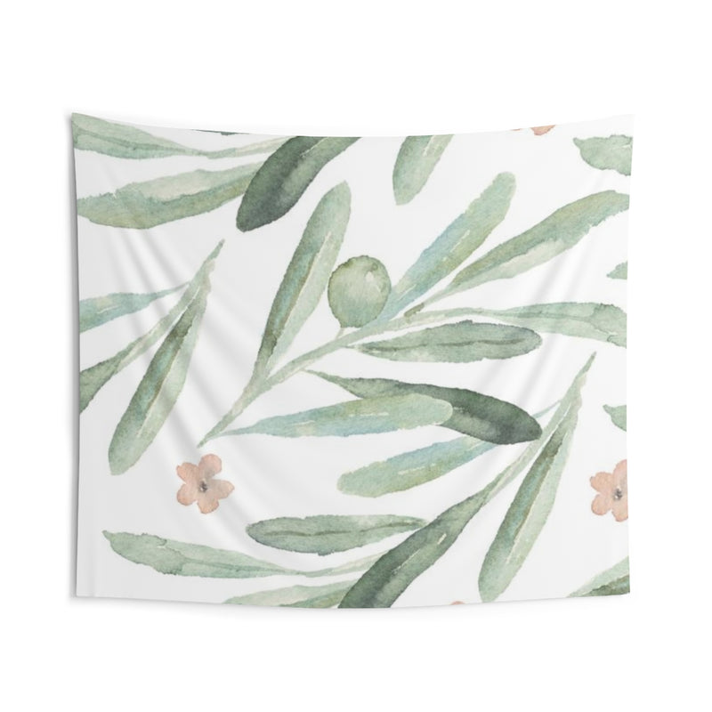 Floral Tapestry | White Pastel Green Pink
