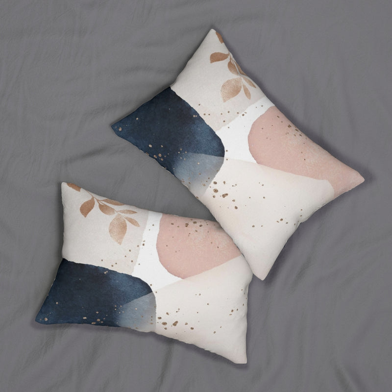 Abstract Boho Lumbar Pillow | Blush Pink Cream Navy Blue