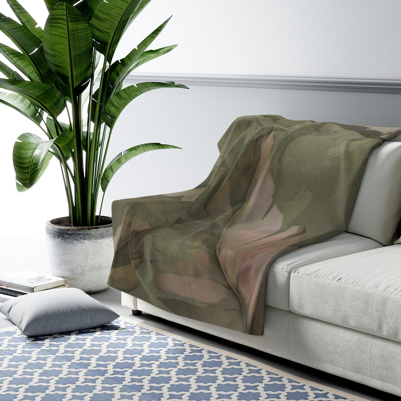 Floral Comfy Blanket | Tropical Green Brown Leaves