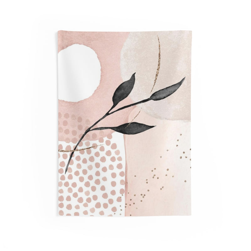 Floral Tapestry | Blush Pink Beige Black Leaves