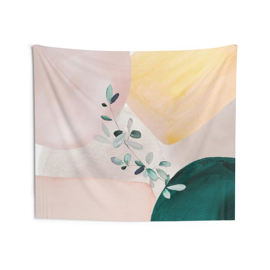 Floral Tapestry | Yellow Blush Pink Green Eucalyptus Leaves